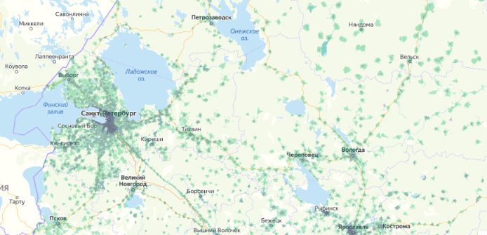 Зона покрытия МТС на карте Электроугли 